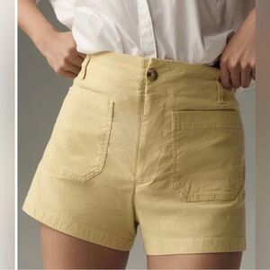 Anthropologie Maeve The Colette Linen Blend Shorts Canary Women's 29